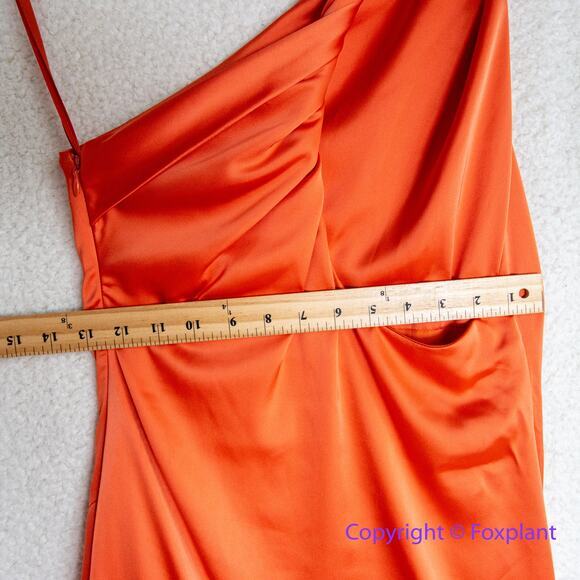Free People Victoria Maxi Dress in orange One-Shoulder Slit Maxi Gown  size 4 - Picture 12 of 16